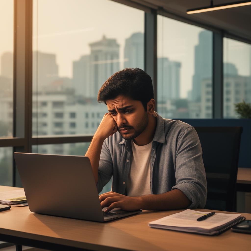 Urban professional experiencing workplace stress